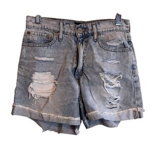 Aero Womens Travel Casual Everyday Retro Distressed Denim Mom Short Blue Size 4